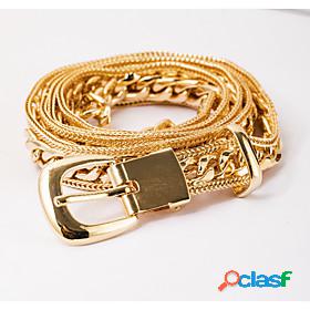 Womens Chain Gold Silver Party Dress Bar Belt Solid Color /