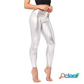 Womens Chic Modern Pants Street Leisure Sports PU Mid Waist