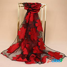 Womens Chiffon Scarf Red Green Party Wedding Casual Scarf