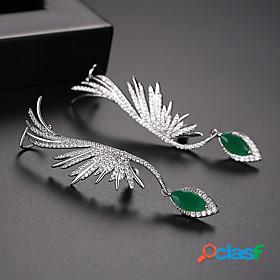 Womens Clear Hoop Earrings Cubic Zirconia Happy Geometrical