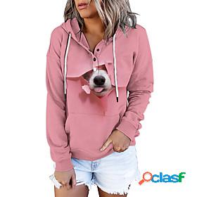 Womens Dog 3D Hoodie Sweatshirt Front Pocket Print 3D Print