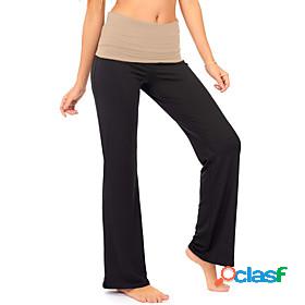 Womens High Waist Yoga Pants Fold Over Waist 4 Way Stretch