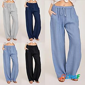 Womens High Waist Yoga Pants Wide Leg Drawstring Bottoms