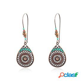 Womens Hoop Earrings Floral Theme Geometrical Stylish Simple