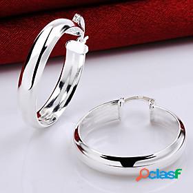 Womens Hoop Earrings Geometrical Precious Fashion Silver