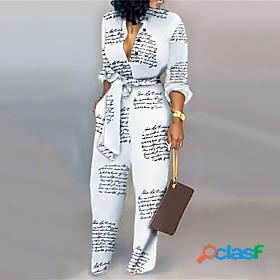 Womens Jumpsuit Color Block Print Casual V Neck Street Daily