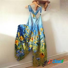 Womens Jumpsuit Floral Backless Print Casual Daily Strap