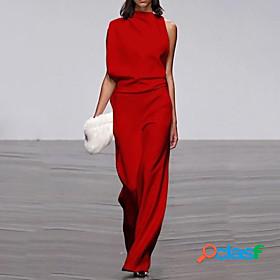 Womens Jumpsuit Solid Colored Patchwork Basic Straight