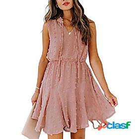Womens Knee Length Dress A Line Dress Blushing Pink Sky Blue