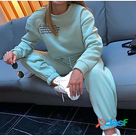 Womens Letter Daily Wear Going out Two Piece Set Crew Neck