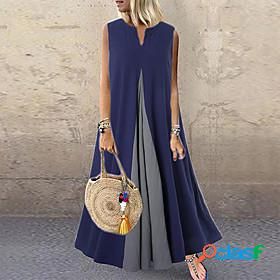 Womens Maxi long Dress Shift Dress White Black Navy Blue