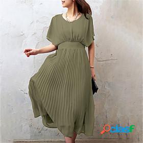 Womens Maxi long Dress Swing Dress Olive Green Plum red Half