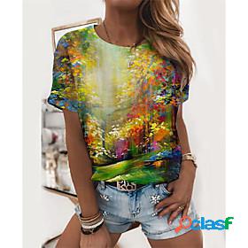 Womens Painting T shirt Scenery Graphic Prints Print Round