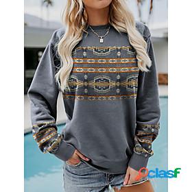 Womens Plaid Checkered Plaid Geometric Sweatshirt Print