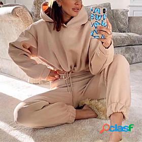 Womens Plain Daily Wear Date Two Piece Set Hooded Jogger