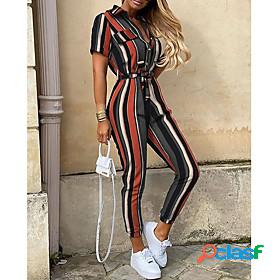 Womens Romper Solid Colored Print Basic Straight Loose Black