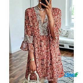Womens Short Mini Dress Shift Dress Rust Red Blue Purple
