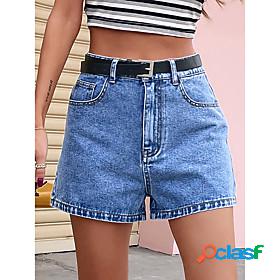 Womens Simple Basic Jeans Short Pants Inelastic Work Weekend