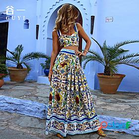 Womens Streetwear Floral Casual Holiday Two Piece Set Strap