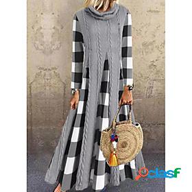 Womens Sweater Jumper Dress Maxi long Dress Gray Long Sleeve