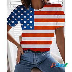 Womens T shirt 3D Printed Painting 3D American Flag Stars