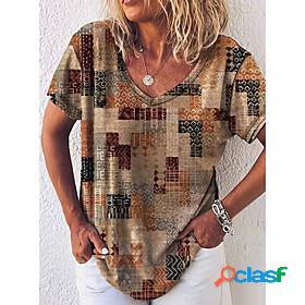 Womens T shirt Abstract Geometric Painting Geometric Feather