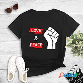 Womens T shirt Painting Graphic Peace Love Round Neck Print