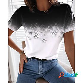 Womens T shirt Painting Graphic Sparkly Color Block Round