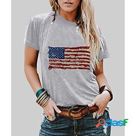 Womens T shirt Painting USA American Flag Stars and Stripes