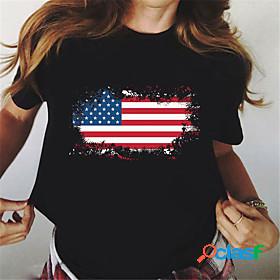 Womens T shirt Painting USA Stars and Stripes National Flag