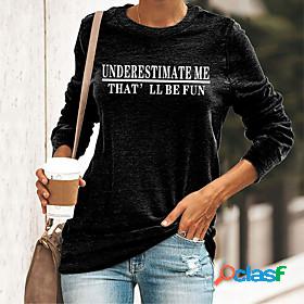 Womens T shirt Text Letter Crew Neck Round Neck Basic Tops