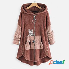 Womens Teddy Coat Fall Winter Daily Regular Coat Warm Loose