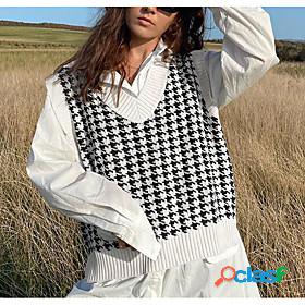 Womens Vest Plaid Check Check Pattern Knitted Stylish Basic