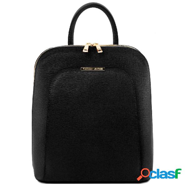 Zaino donna in pelle Saffiano Nero