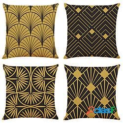 art deco double side cuscino 4pc morbido decorativo quadrato