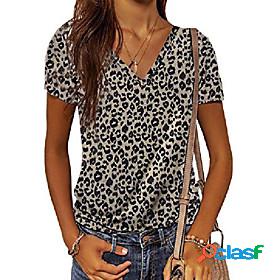 dokotoo womens summer short sleeve tees leopard print