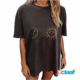 moon graphic tees for women,womens short sleeve round neck