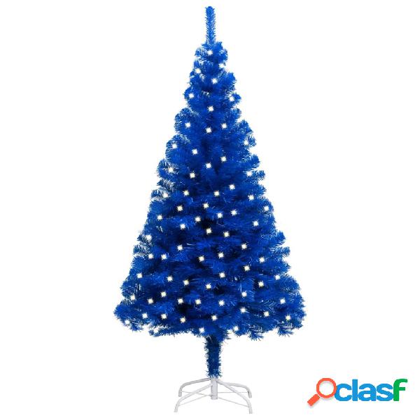 vidaXL Albero di Natale Artificiale con LED e Supporto Blu