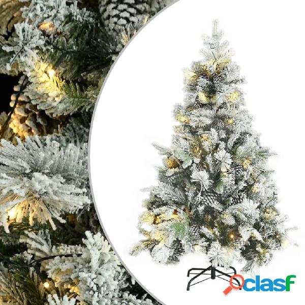 vidaXL Albero di Natale con Neve Floccata LED e Pigne 150 cm