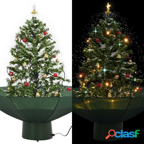 vidaXL Albero di Natale con Neve e Base a Ombrellone Verde