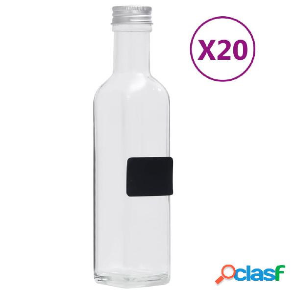 vidaXL Bottiglie in Vetro con Tappo a Vite 20 pz Quadrate