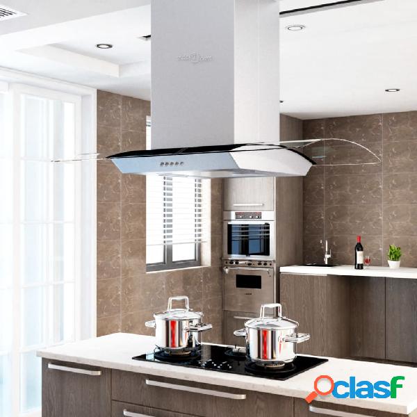 vidaXL Cappa a Isola 90 cm Acciaio Inossidabile 756 m³/h