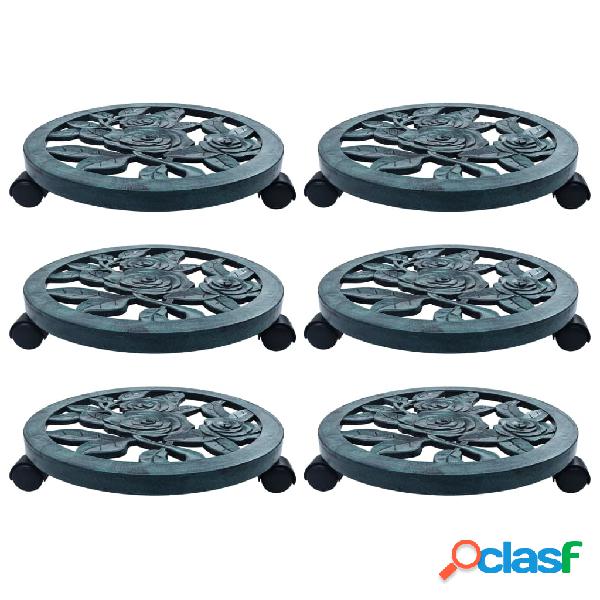vidaXL Carrelli Portavasi 6 pz Verdi 38 cm in Plastica