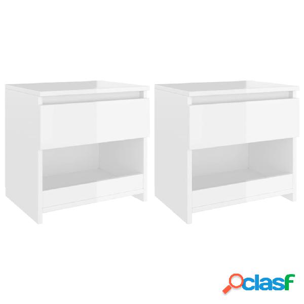 vidaXL Comodini 2 pz Bianco Lucido 40x30x39 cm in Truciolato