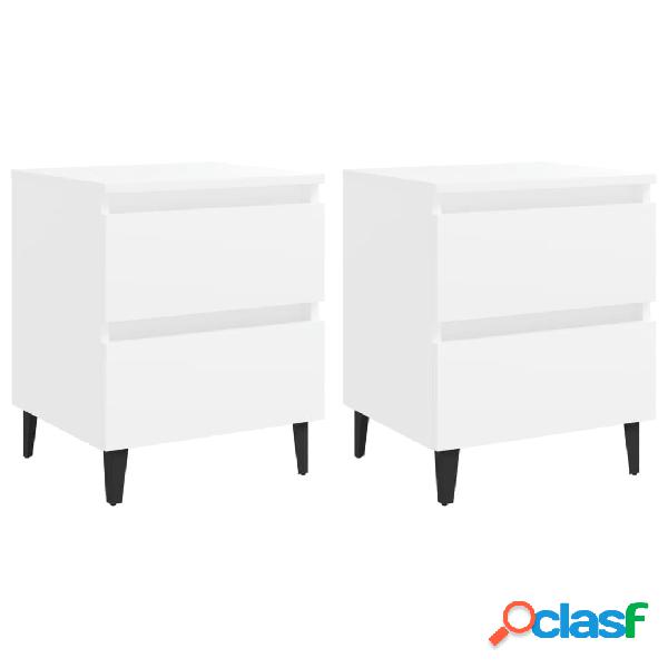 vidaXL Comodini 2 pz Bianco Lucido 40x35x50 cm in Truciolato