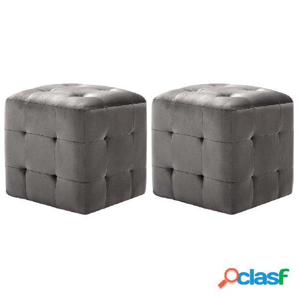 vidaXL Comodini 2 pz Grigio 30x30x30 cm in Tessuto Vellutato