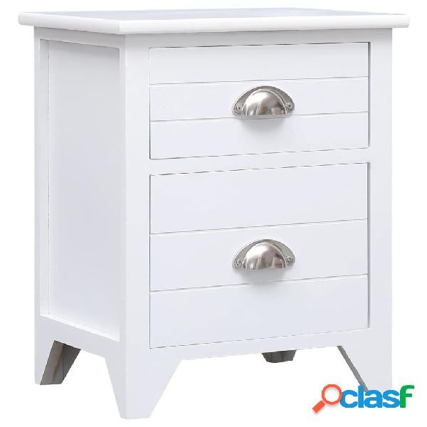 vidaXL Comodino Bianco 38x28x45 cm in Legno di Paulonia