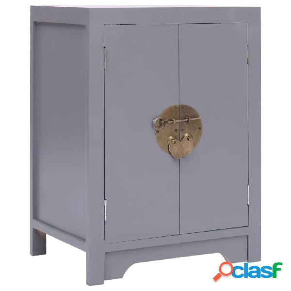 vidaXL Comodino Grigio 38x28x52 cm in Legno di Paulownia