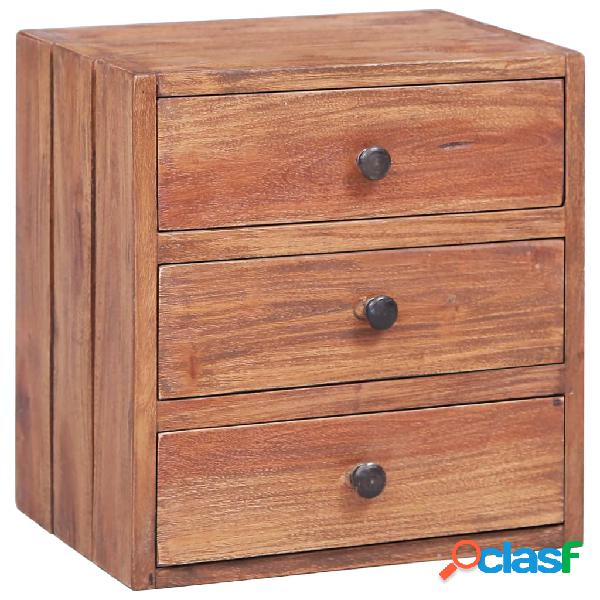 vidaXL Comodino con 3 Cassetti 35x25x35 cm Legno Massello di