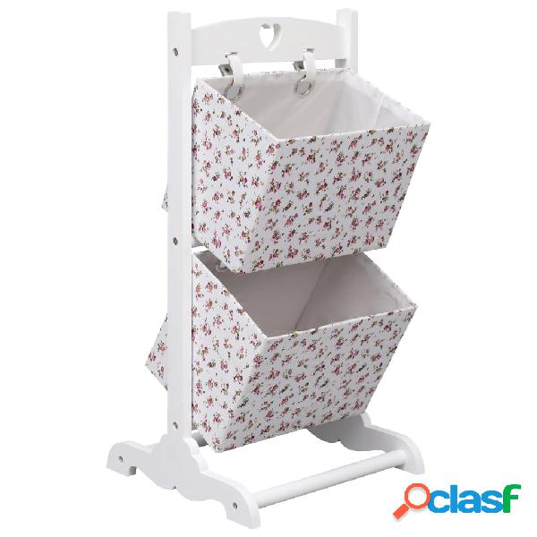 vidaXL Contenitore a 2 Livelli Motivo a Fiori 35x35x72 cm in